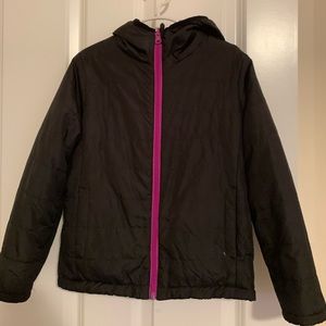 Black and fuchsia reversible coat girls size 10